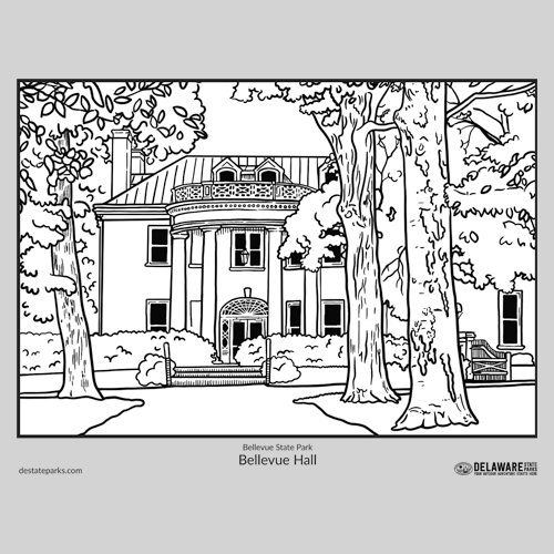 Bellevue Hall coloring page thumbnail